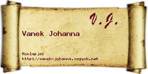 Vanek Johanna névjegykártya